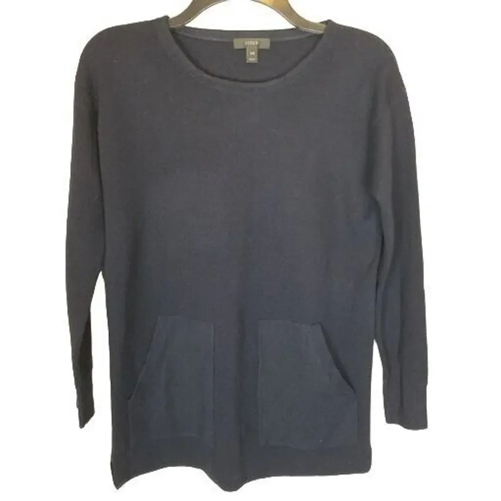 J. Crew Womens Merino Wool Crew Neck Sweater Size XXS Classic Minimalist Pocket